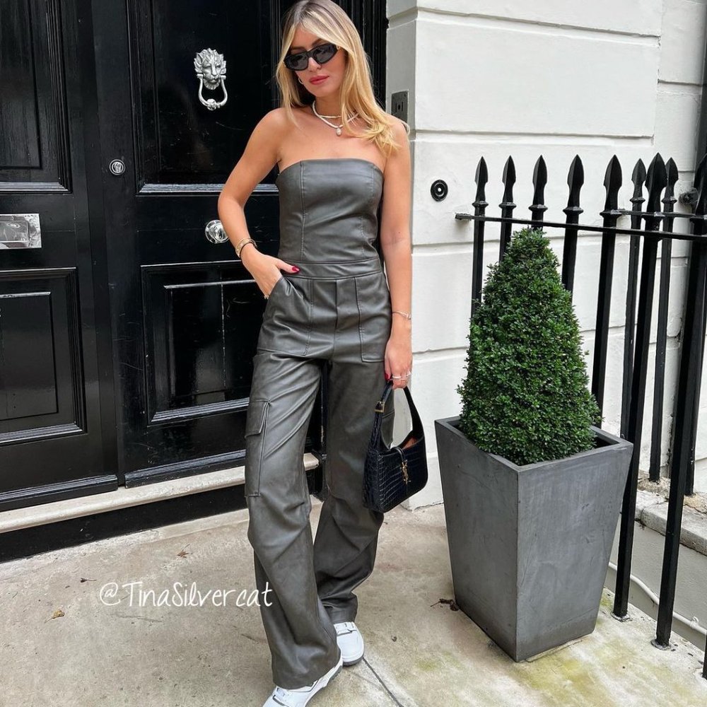 BLOGGER'S FAVE! Zara Faux Leather Long Jumpsuit NWT